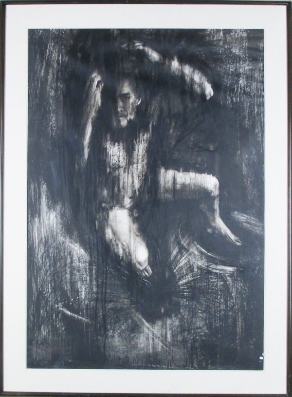Madden Harkness (20th/ 21st Century) & another (two): UNTITLED, 1988, mixed media on drafting film, 60 x 42”, framed, some minor cockling otherwise in apparently good studio condition. Provenance: Roy Boyd Gallery; Together with a color photograph of H