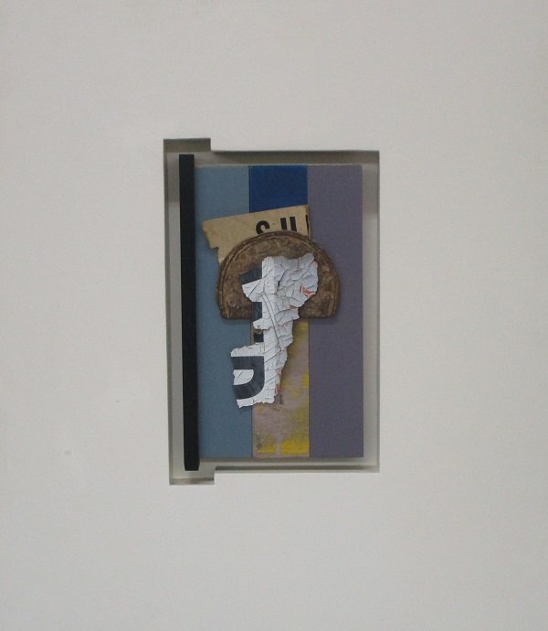 Larry G. Hurst (b. 1949) American: UNTITLED C-8, 1985, mixed media and wood construction, with artist’s label and signed and dated on verso, 23 x 20 x 1 ½”, a few scuffs and smudges in outer white area, otherwise in good studio co