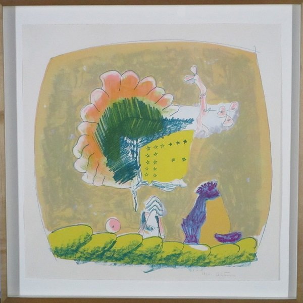 John Altoon (1925-1969) Armenian/ American: ABOUT WOMEN SERIES, 1966, color lithograph, signed in pencil, from the numbered edition 100, sheet 19 x 19”, printed by Gemini G. E. L., with their blindstamp, framed, small printer’s crease lower