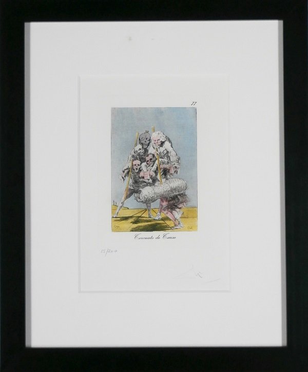 Salvador Dali (1904-1989) Spanish: CORCUATO DE CARSO from the Caprices De Goya Series, plate 77, (F.77-3-20; M.908), 1977, drypoint etching with heliogravure and color stencil, signed in pencil, from the numbered edition 200, image 7 �