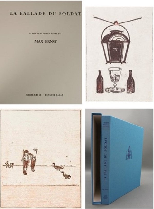 Max Ernst (1891-1976) German: BALLADE DU SOLDAT, Georges Riemont, Dessaignes, 1972, portfolio of thirty-four color lithographs, signed in pencil by artist and author on exemplary page, from the numbered edition 199, text translate
