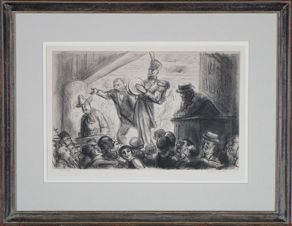Reginald Marsh (1898-1954) American: HUBER’S MUSEUM (S.14), 1928, lithograph on chine colle, signed in pencil and inscribed “35 proofs”, image 8 ½ x 13 ½”, full margins, in apparently good condition.