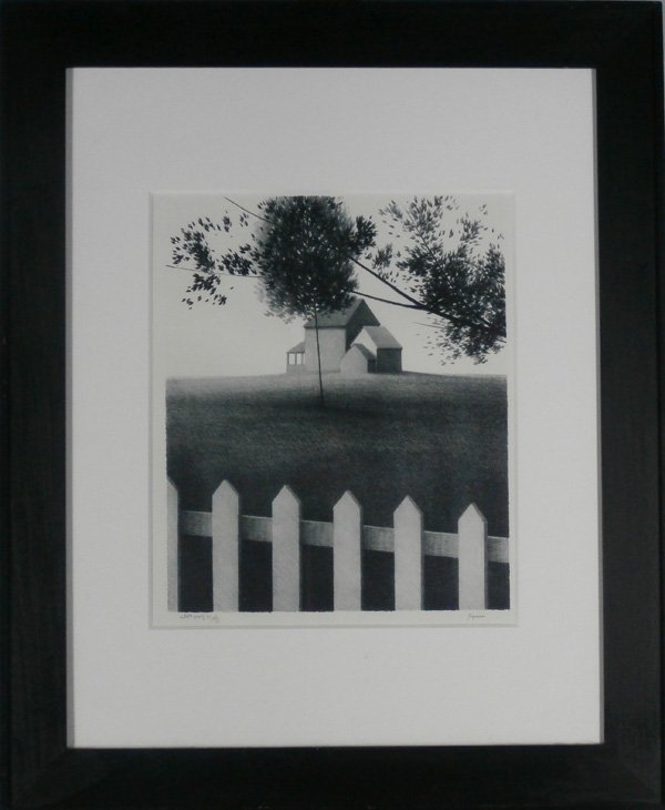 Robert Kipniss (b. 1931) American: LANDSCAPE, color lithograph, signed in pencil, from the Roman numeral edition 15 artist’s proofs, image 17 x 14”, full margins, framed with glass, in apparently good condition.