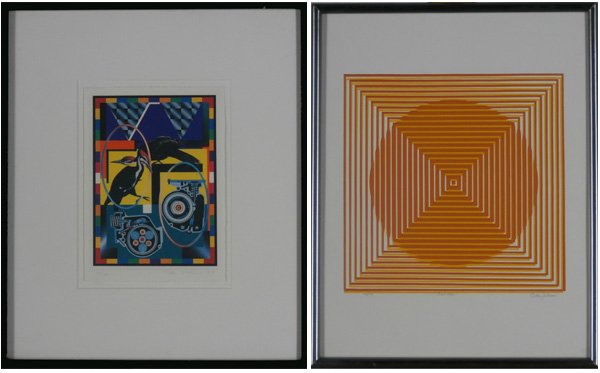 Peter Phillips (b. 1939) British & Anton Fortescu-Smyth: Peter Phillips, UNTITLED, 1973, color lithograph with screenprint, signed in pencil, from the numbered edition 100, sheet 8 ¼ x 6”, published by Bernard Jacobson, London; Together with Anton Fortes