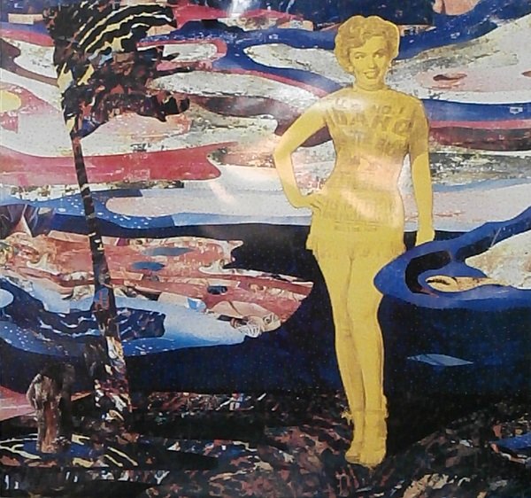 Tony Berlant (b. 1941) American: MARILYN, 2001, color printed sheet metal, signed in marker lower right, signed and dated and inscribed in marker on verso sheet 35 x 37”, with wood support frame, a few hairline scratches, otherwise