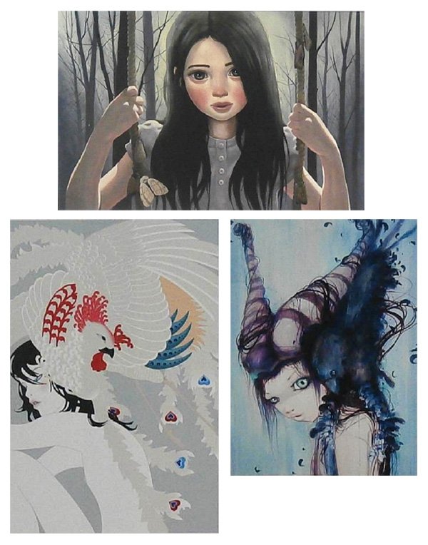 Ana Bagayan (17) & Lisa Alisa (3) & Camilla D’Errico: Ana Bagayan GIRL ON ROPE SWING WITH MOTHS, seventeen of the same, each a color giclee, signed in pencil, fifteen from the numbered editions 25, two artist’s proofs, image 10 x 15”, full margins, i