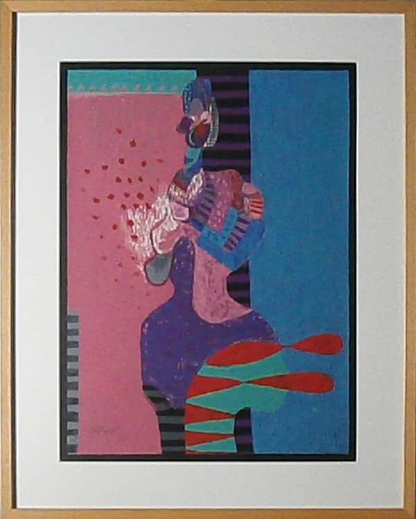 Vladimir Cora (b. 1951) Mexico: SENORITAS DE TECUALA, color screenprint, signed in pencil, artist’s proof aside from the numbered edition, sheet 30 ¾ x 22 ¾”, framed with glass, in apparently good condition.