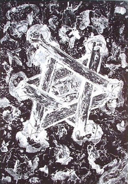 Sam Francis (1923-1994) Californian: UNTITLED (I.44; SFE.012), 1983, blue black and white ground aquatint, signed in pencil, from the numbered edition of 20, image 34 x 23 ¾”, sheet 41 ¾ x 30”, printed by Jacob Samuel, published by