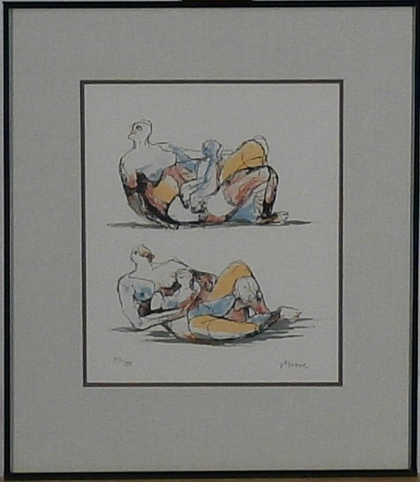 Henry Moore (1898-1986) British: UNTITLED (C.546), color lithograph, signed in pencil, from the numbered edition 100, sight 10 x 8 ½”, in apparently good condition, framed with glass.