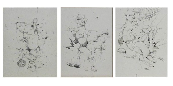Alexandros Vasmoulakis (b. 1980) Greek (three): UNTITLED, three graphite drawings on paper, each signed on the verso, each 11 x 8 ¼”, all in good studio condition. (3)