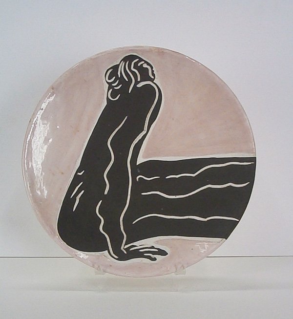 R. C. Gorman (1931-2005) Native American: MISS ROSE, 1980, painted and glazed ceramic plate, signed and dated and titled and with Gorman stamp verso, 10” diameter, in good condition.