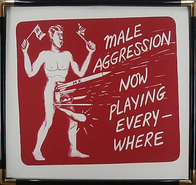 Jonathon Borofsky (b. 1942) New York: MALE AGGRESSION (G.1270), 1986, color screenprint, signed in pencil, from the numbered edition 19, sheet 43 x 46”, printed and published by Gemini G. E. L., framed, in apparently good condition.
