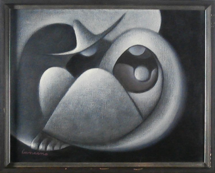 Victor Cancino (b. 1929) Mexican: CUBIST FIGURES, oil painting on canvas, signed lower left, 14 x 18”, with Mexican Rabbit stamp on verso, framed, in good studio condition.