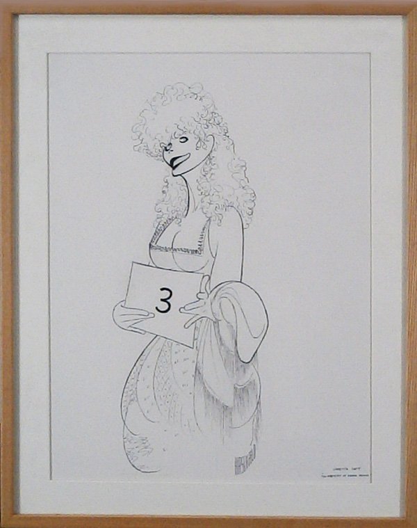 Al Hirschfeld (1902-2003) American: LORETTA SWIT IN THE MYSTERY OF EDWIN DROOD, 1986, ink drawing on paper, signed and titled in pencil lower right, sight 22 ¾ x 17 ¾”, framed, this image published in the New York Times on August 1s