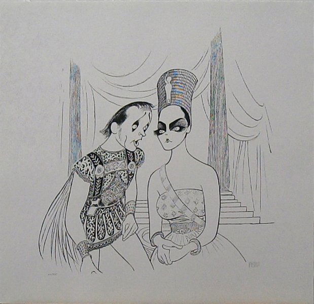 Al Hirschfeld (1902-2003) American: ANTONY & CLEOPATRA, lithograph on Japanese paper, signed in pencil, from the numbered edition 300, sheet 23 ¼ x 24”, printed by S2 Editions with blindstamp, published by Rue Royale Fine Art, in goo