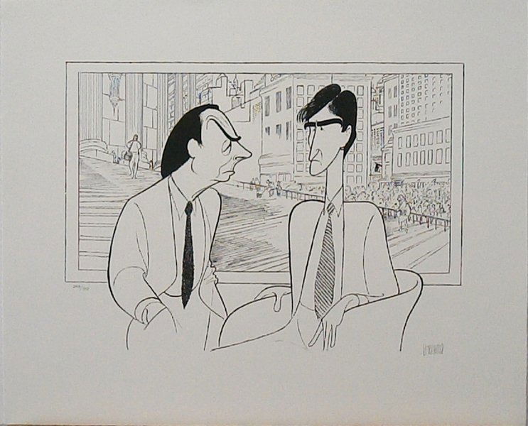 Al Hirschfeld (1902-2003) American: LAW & ORDER, lithograph, signed in pencil, from the numbered edition 300, sheet 19 ¾ x 24 ½”, printed by S2 Editions with blindstamp, published by Rue Royale Fine Art, in good condition.