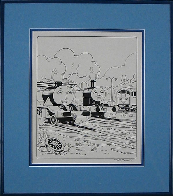 Timothy Marwood (1954-2008) & another (two): THOMAS THE TANK & FRIENDS, 1989, ink drawing on Frisk illustration board for Marvel Comics, signed and dated lower right, image 10 ½ x 8 ½”, board 14 ¾ x 10”, in good production condition; Toge
