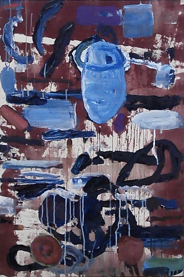 Tom Savage (b. 1953) American: GONE AWAY, 2012, oil and acrylic painting with graphite on canvas, signed, dated and titled on verso, 36 x 24”, in good studio condition.