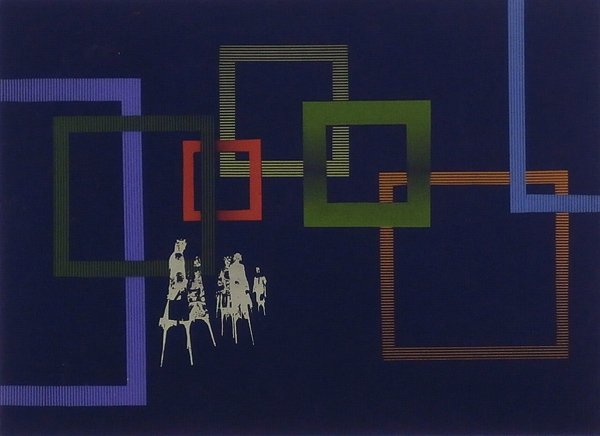 Yei Fong Dew (20th Century): WHITHER, 1975, color screenprint, signed in pencil, from the numbered edition 30, image 11 x 15”, sheet 12 ¾ x 19 ¾”, tiny pinholes in upper margin, otherwise in good condition.