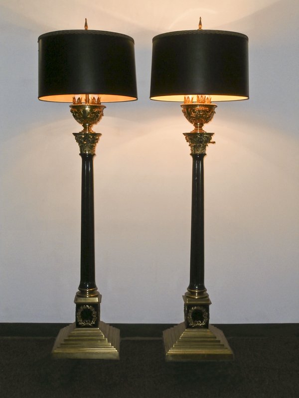 Decorative Arts: Elaborate Brass Lamps (two) (1 of 6)