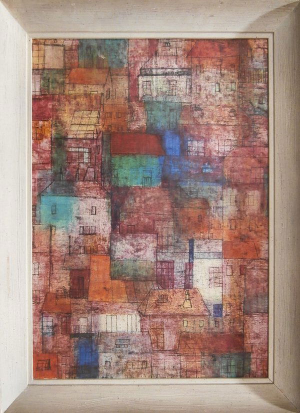 Eva Fischer (1920-2015) Croatian: ROOFTOPS, 1955, oil painting on canvas, signed and dated lower right, 28 x 20”, framed, minor surface soiling, small surface loss upper left, otherwise in good studio condition.