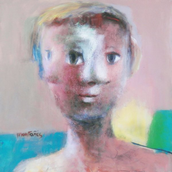 Jose Montanes (1919-1998) Spanish: BOTH TOGETHER, oil painting on canvas, signed lower left, 24 x 24”, with certificate from artist’s estate, in good studio condition.