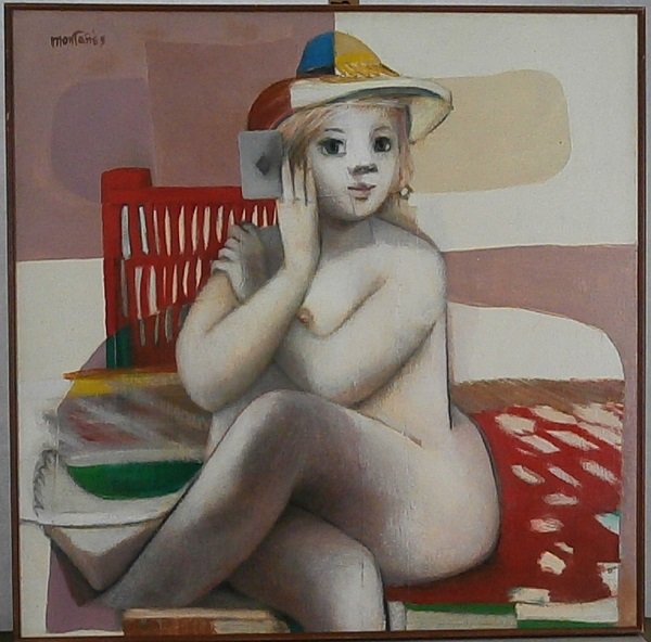 Jose Montanes (1919-1998) Spanish: THAT IS MY GAME, oil painting on canvas, signed upper left, 48 x 48”, framed, some minor surface soiling, two soft impressions left side, otherwise in good studio condition.