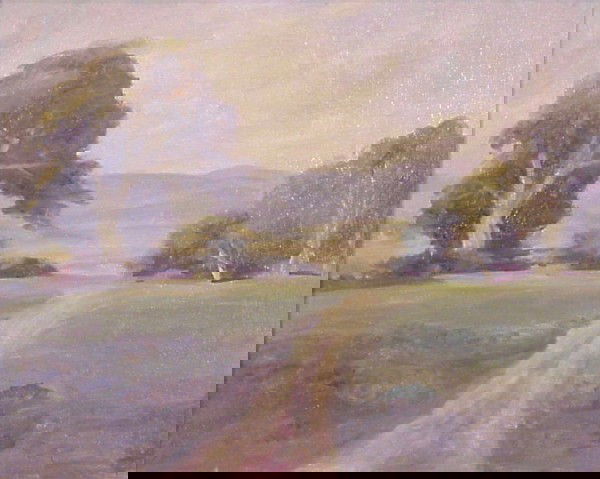 Davis Schwartz (1879-1969) American: LANDSCAPE, oil painting on canvas, 16 x 20", signed lower right, framed, stretcher bar impressions, minor surface soiling, otherwise in good condition.