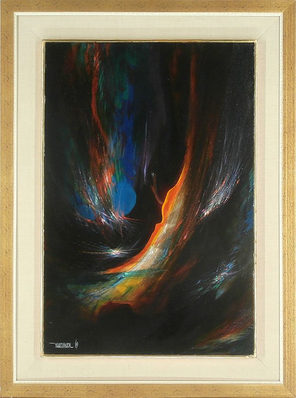 Leonardo Nierman (b. 1932) Mexican: PROPHESY, 1969, oil painting on Masonite, signed and dated lower left, 23 x 15”, framed, in good studio condition.