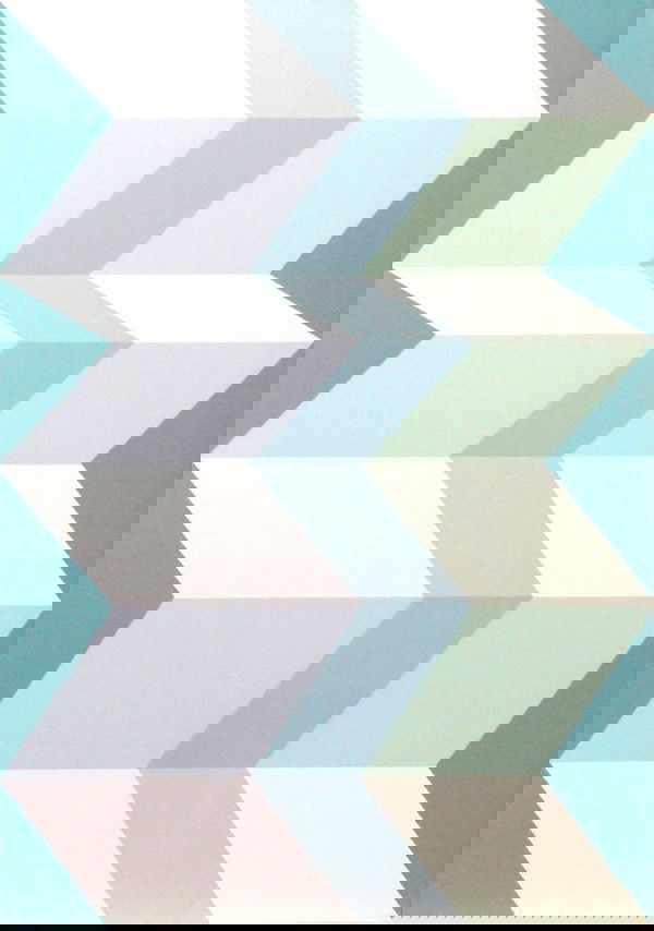 Florence Arnold (20th Century): BLUE GREEN GEOMETRIC STEPS, color screenprint, signed in pencil, artist's proof, sheet 28 x 19 ½", ink speck in design.