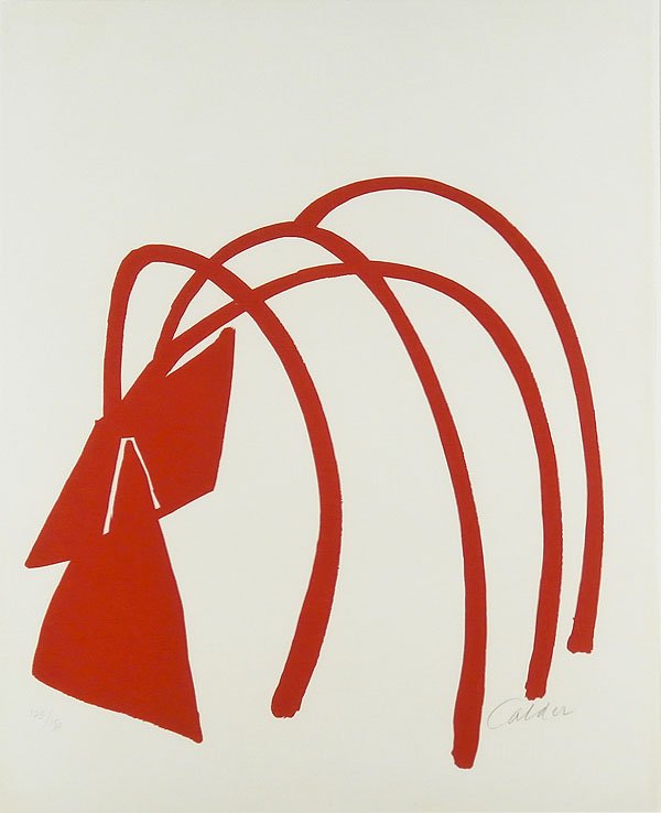 Alexander Calder (1898-1976) American: FOUR ARCHES, 1974, color lithograph, signed in pencil, from the numbered edition 150, sheet 27 Â¾ x 22 Â¼â€, framed, very pale discoloration upper left corner and along right sheet edge, otherw