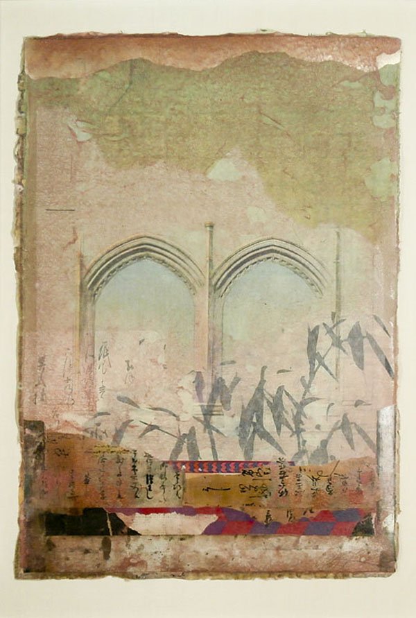 Donald Farnsworth (b. 1952) Californian: COUNTERPOINT/GOTHIC VI, 1987, watercolor, pastel mixed media on paper with collage, signed lower right, sheet 30 x 21â€, framed, in apparently good studio condition. Provenance: Artventures, San Fr