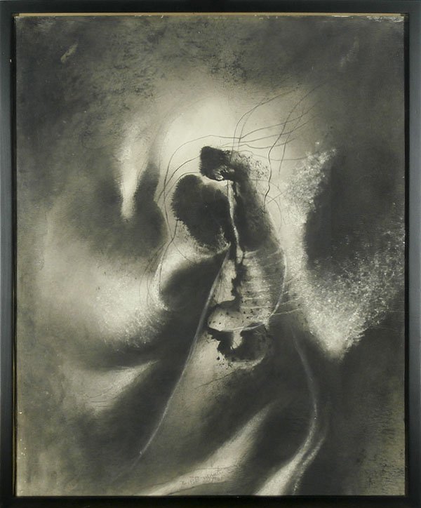Nicholas Brigante (1895-1989) Italian: UNTITLED, 1961, watercolor and mixed media on paper, signed and dated lower center, 30 x 23 ", framed, in apparently good studio condition.