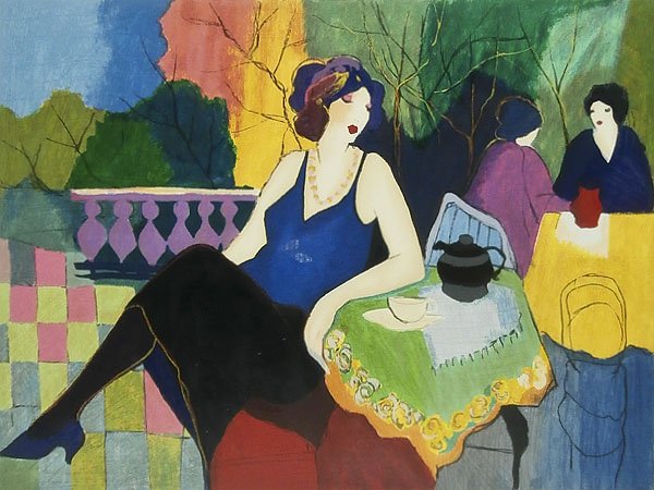 Itzchak Tarkay (1935-2012) Israeli: FAME, 1992, color screenprint, signed in pencil, numbered 176/350, image 20 x 27”, full margins, framed, in apparently good condition.