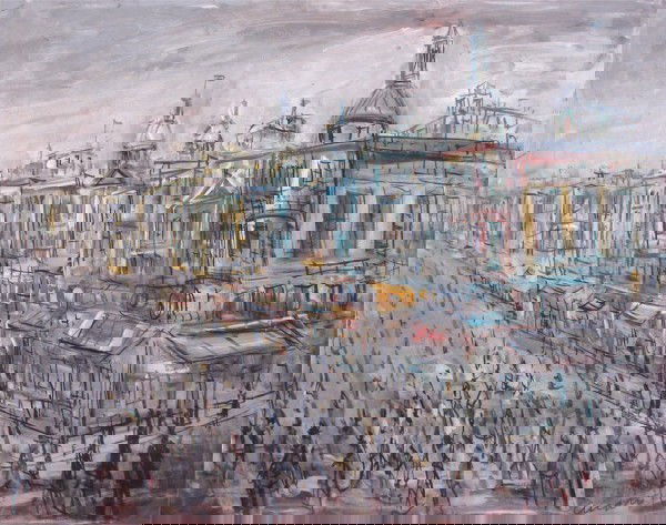 Pascal Cucaro (b. 1915) American: EUROPEAN SCENE, oil painting on Masonite, 23 ½ x 30", signed lower right, lower right corner worn.