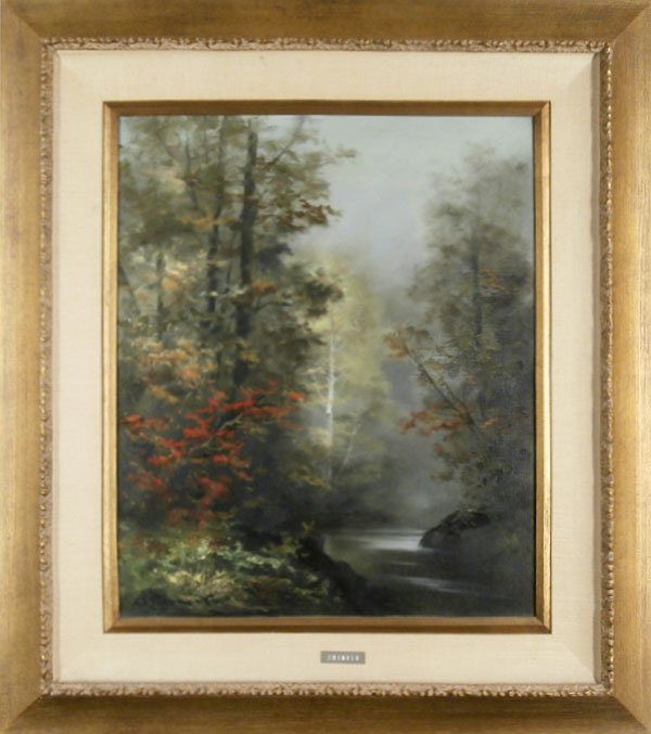 Mitsuzo Shimizu (1905-1986) Californian: BLOSSOMING BIRCH TREES, oil painting on canvas, signed lower left, 24 x 19 ”, framed, in good studio condition.