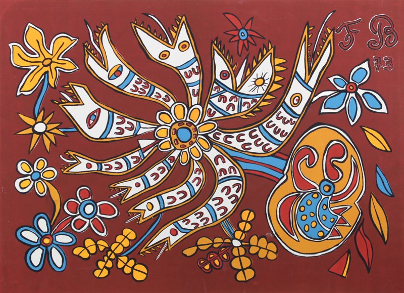 Francisco Brennand (b. 1927) Latin American: A HIDRADE LERNA, 1974, color screenprint, signed and titled in pencil, numbered 75/100, sheet 21 x 29 ”, small accretion? lower center, soft handling creases, a few scuffs, otherwise richly printed 