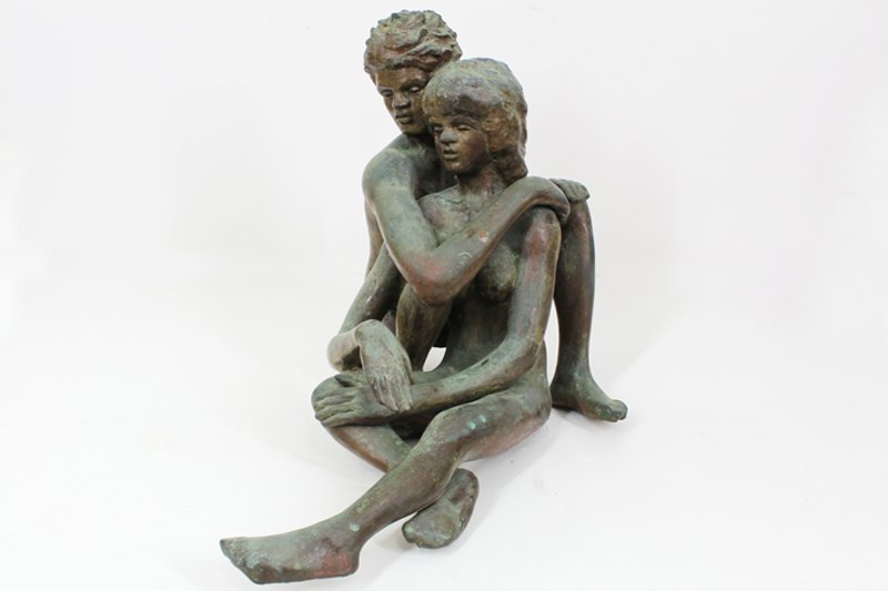 Victor Salmones (1937-1989) Mexican: ESCALONES, cast bronze sculpture with patina, signed, numbered 2/10, size 18 x 22 x 15”, in good Malibu weathered condition.