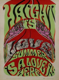 1960’s Psychedelic Rock n Roll poster:: UFO Posters, 1967, John Dolley, Haight Is Love, Summer is a Love-In Here, San Francisco, 22 ½ x 16 ½”.