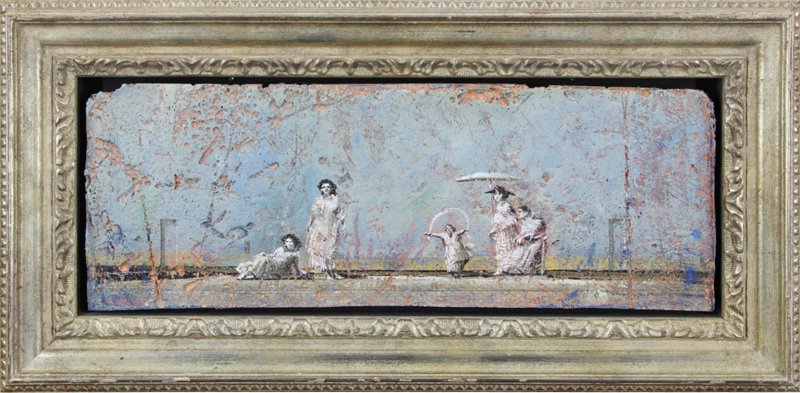 Laurent Hours (b. 1946) French: MUR BLEU, 1993, acrylic painting on resin and fiberglass, signed lower left, 6 ¾ x 18 ¾”, framed, in good studio condition. Provenance: artist label on verso.
