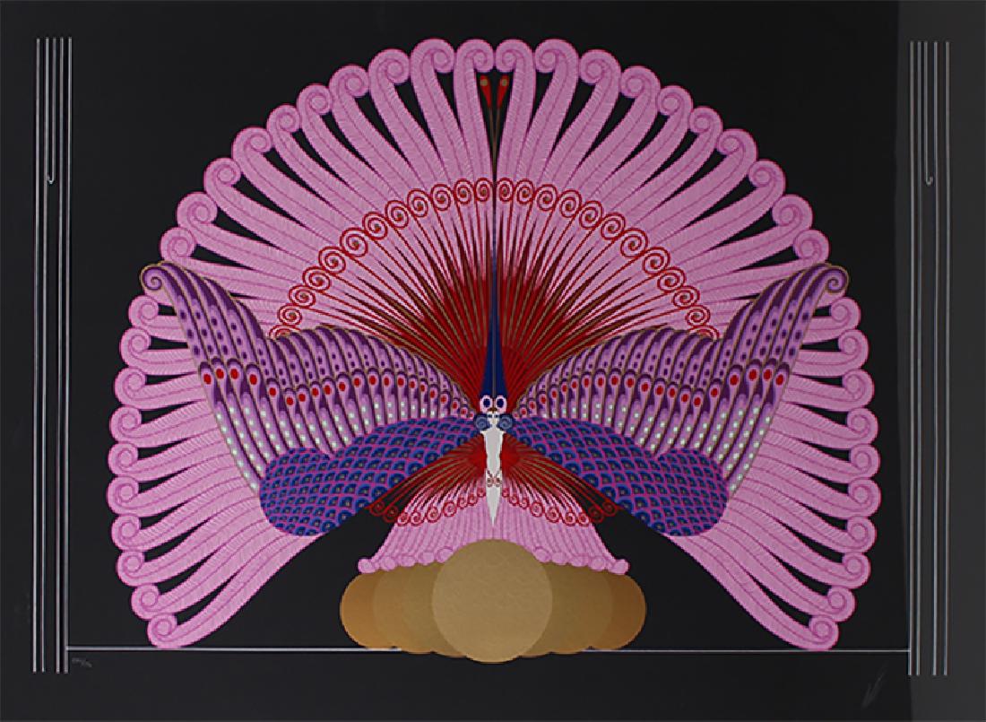 Erte (1892-1990) French: PHOENIX TRIUMPHANT, color screenprint, signed in pencil, numbered CXII/CL, sight 27 ¾ x 39 ¼”, blindstamps lower left, framed, in apparently good condition.