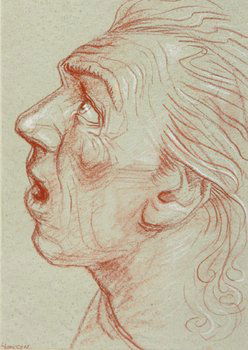 Peter Howson (B. 1958) head II: Peter Howson (B. 1958) head IIred and white chalk on paper, signed at lower left, 11 x 8 in., 28 x 20.3 cm. ***Provenance: Cyril Gerber Fine Art, London..