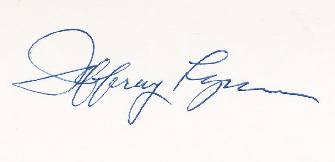 Lynne, Jeff - Off-white album page signed in blue: Off-white album page signed in blue ballpoint pen ink by Jeff Lynne, a couple of surface marks to the upper-left margin, 7.7 x 12.7cm.