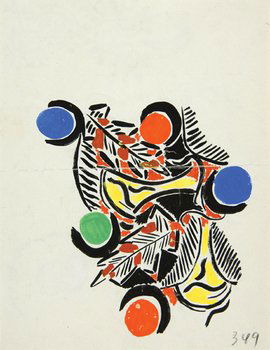 Sonia Delaunay (1885-1979) fabric design: Sonia Delaunay (1885-1979) fabric designgouache and ink on paper, recto and verso, stamped verso with the certificate of authenticity by the artist's son Charles Delaunay and signed by him in