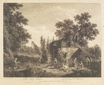 Vivares (Franois) The Hop Pickers: -. Vivares (Franois) The Hop Pickers,engraving, 410 x 505mm., spotting, framed and glazed, by the engraver, 1760 ¤ Dickinson (William) Hop Pickers, after Henry Bunbury and Francesco Bartolozzi