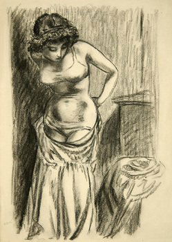 John Buckland-wright, girl removing her petticoat: John Buckland-Wright (1897-1954) girl removing her petticoat, 1945charcoal and graphite on paper, dated 21.3.45, with the estate stamp verso, 14 x 10 in., 35.5 x 25.5 cm. ***Provenance:
