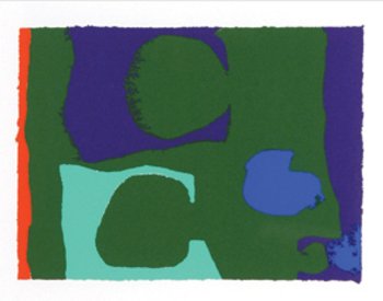 Patrick Heron two greens with violet in blue: Patrick Heron (1920-1999) two greens with violet in bluesilkscreen printed in colours, 1976, signed in pencil, on wove paper, with full margins, in good condition, 180 x 240mm.