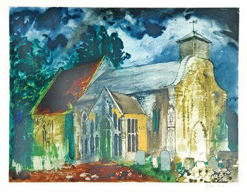 John Piper, bridgham parish church (l.413): John Piper (1903-1992) bridgham parish church (l.413)etching with aquatint printed in colours, 1989, signed in pencil, numbered 44/70, on wove paper, with full margins, in good condition, 395
