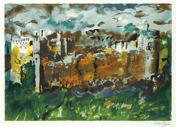 John Piper manorbier, dyfed: John Piper (1903-1992) manorbier, dyfedsilkscreen printed in colours, 1990, with the stamped signature, published by Marlborough Graphics Ltd, on wove paper, with full margins, in good conditi