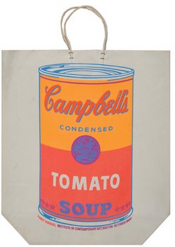 47E: Andy Warhol campbell's soup can: Andy Warhol (1928-1987) campbell's soup can (tomato) (f.&s.4a), 1966silkscreen printed in colours on shopping bag, from the edition of unknown size, the full sheet, folded as issued, in good c